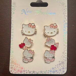 Hello Kitty nwt Earrings Set - three pairs light pink and gold tone